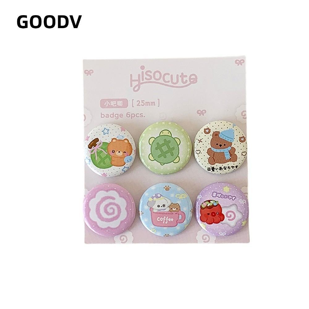 GOODV 6 Chiếc Huy Hiệu Sổ Tay Bộ, Huy Hiệu Trang Trí Baji Trâm Cài Cũ, 25 Mm Mini Đầy Màu Sắc Sinh V