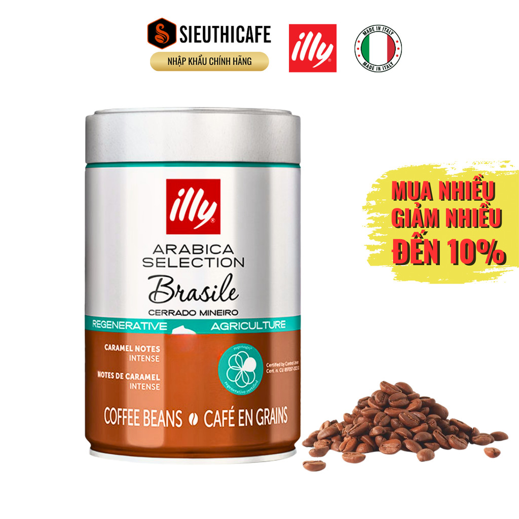 Cà Phê Hạt Illy Coffee - Arabica Brasile – 100% Arabica - Lon 250g