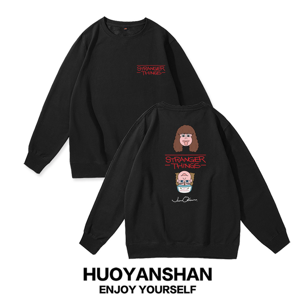Áo len nam cổ tròn Stranger Things với hình ảnh Dustin và Eddie