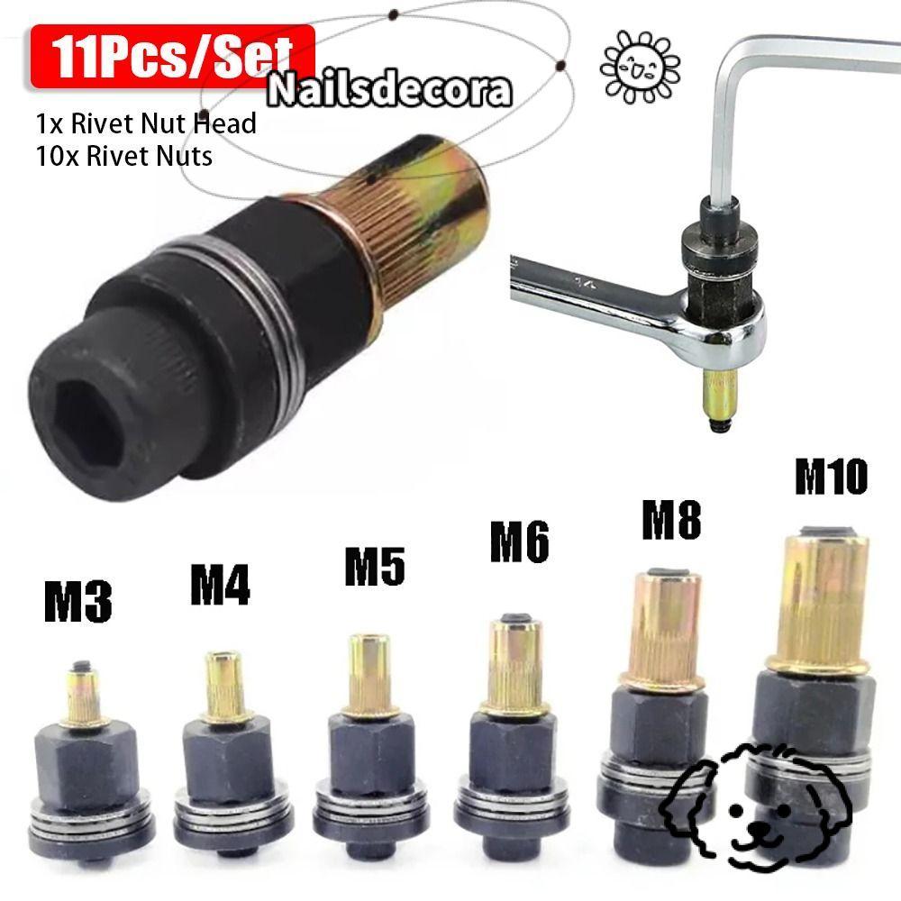 NAILS 11 Cái / bộ Đai Ốc Đinh Tán Tay, Kẹp Mandrel Cho Đinh Tán Hạt Đèn Pin Công Cụ Đinh Tán Bằng Ta