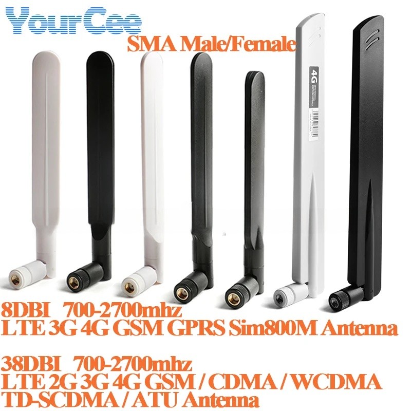 Đầu nối ăng-ten LTE 38dBi 2G 3G 4G LTE SMA cho Modem định tuyến WiFi GSM / CDMA 700-2700 MHz 8dBi LT