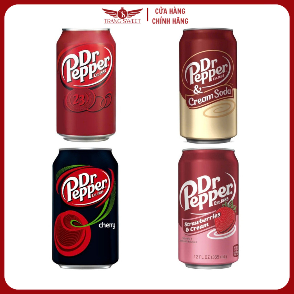 Nước Ngọt Dr Pepper Cream Soda,Strawberries & Cream ,Cherry 355ml
