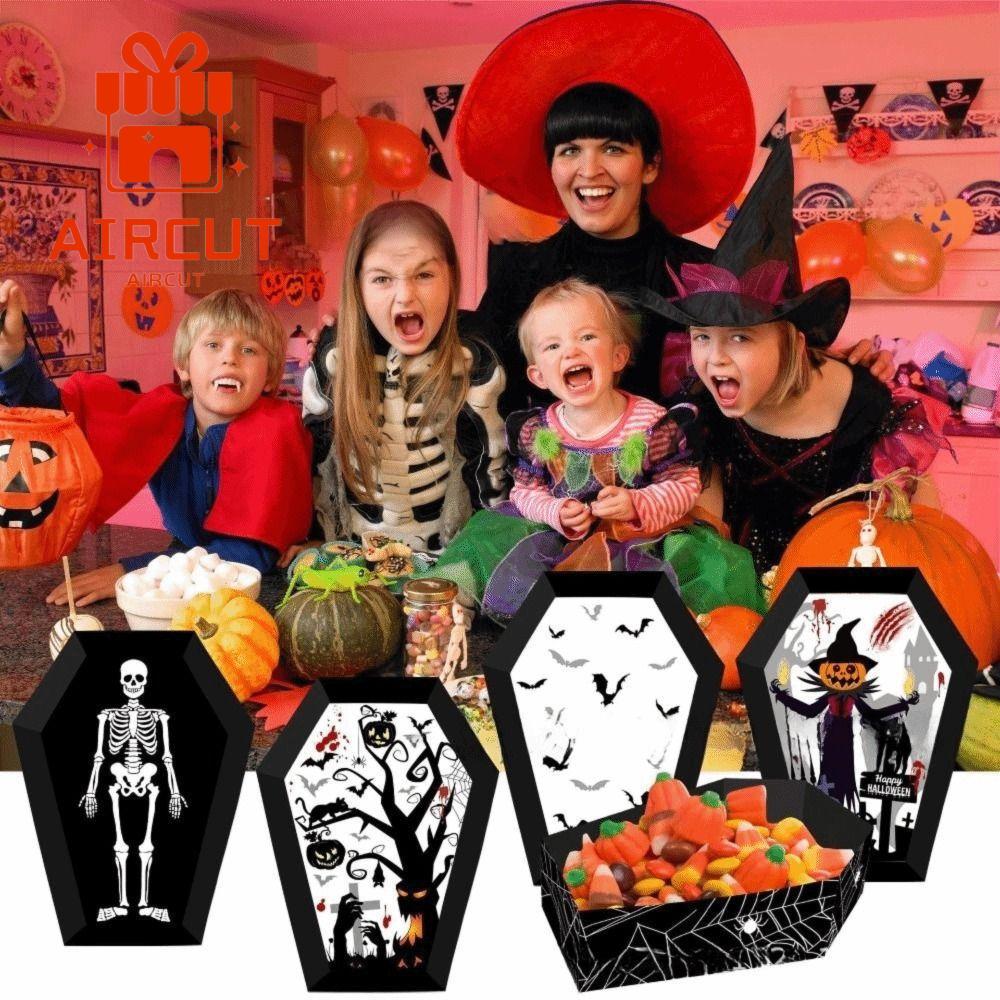 Khay đựng thức ăn Halloween YANGMING, Hộp quà bánh quy giấy DIY, Hộp bánh quy Halloween Hộp bỏng ngô