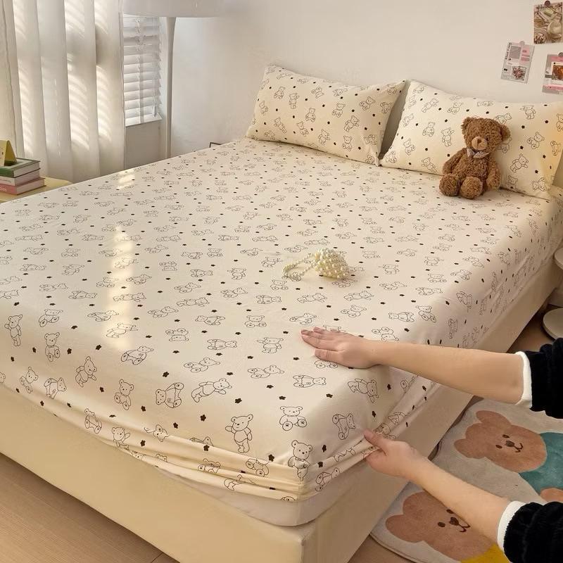 Bộ ga gối 3 món cotton đũi ga và 2 vỏ gối 45x65 chất liệu đũi thoáng khí m6x2m và m8x2m