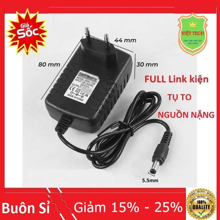 Nguồn 12V 3A - Adapter 12V chân to - Mạch xịn Full link kiện