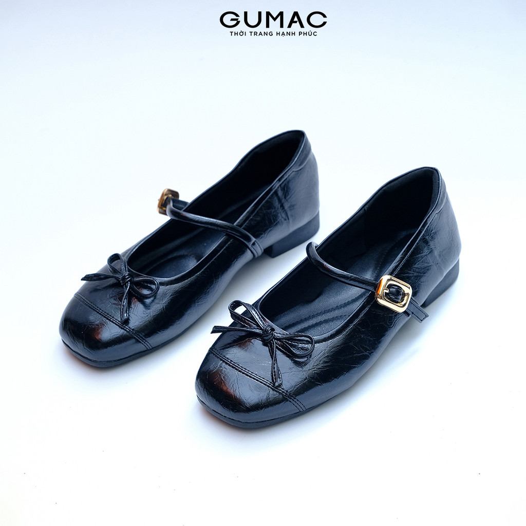 Giày bệt bít mũi GUMAC đính phụ kiện nơ có dây cài ở thân GG05027