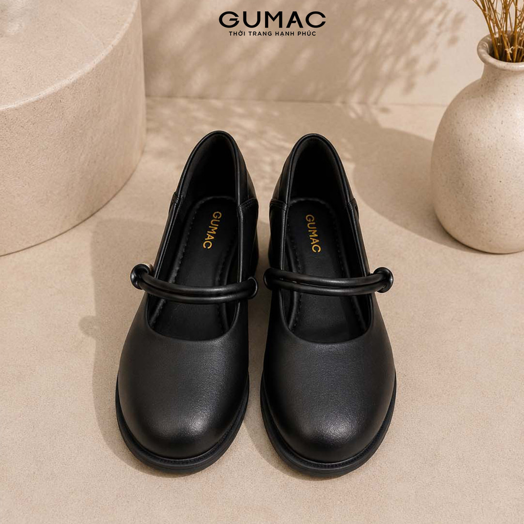 Giày Cao Gót GUMAC Bít Mũi Quai Ngang Đính Ngọc Trai Cao Cấp GG05067