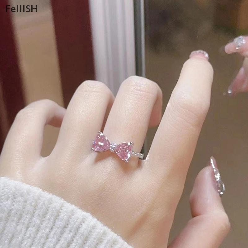 [Felli] Nhẫn cung zircon pha lê lãng mạn, điều chỉnh size, phù hợp cho bé gái