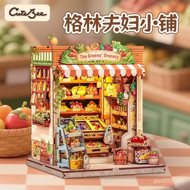 LMCJ [Cash commodity and quick delivery]CuteBee Green Couple's Miniature Fruit and Vegetable Shop Cr