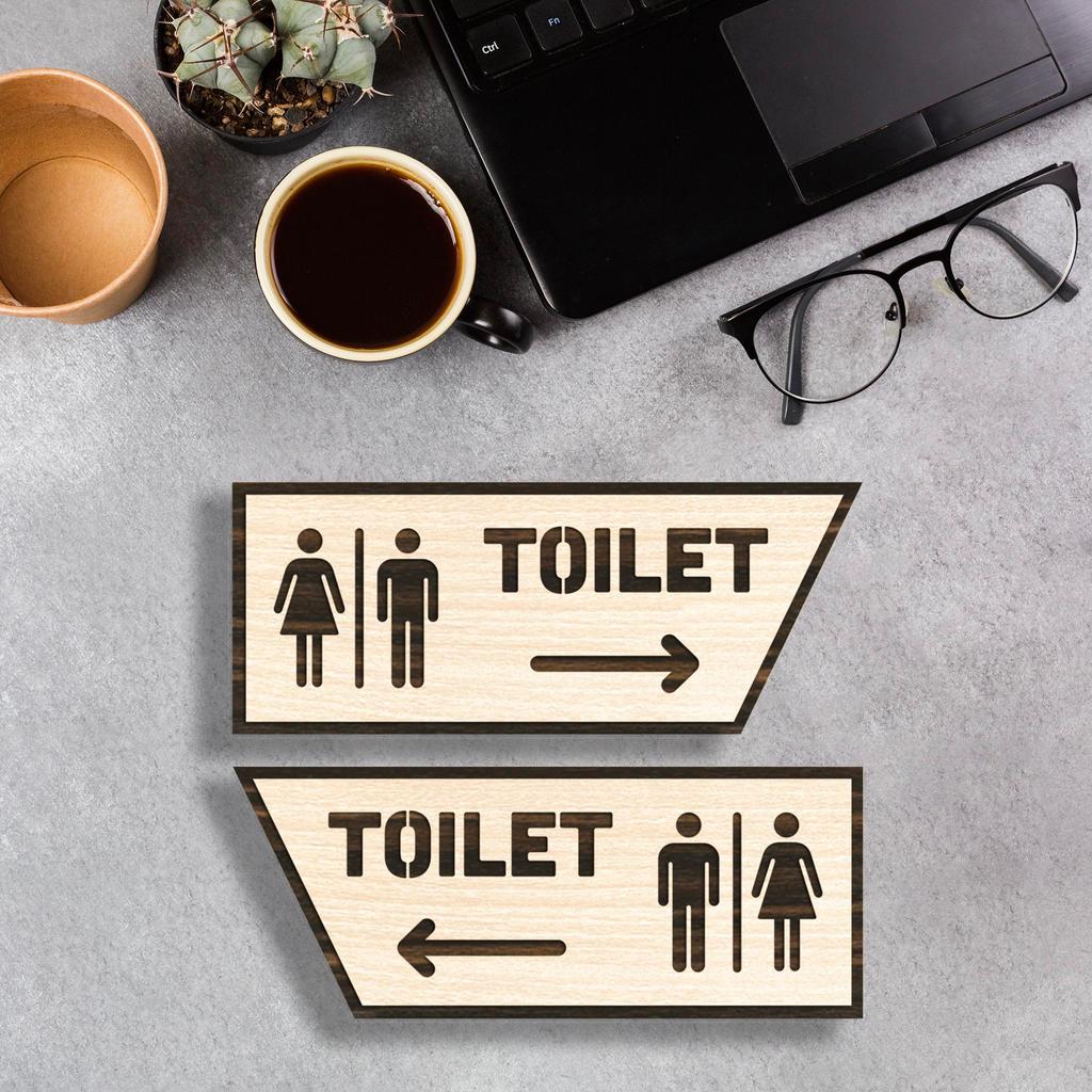 Bảng chỉ hướng toilet bằng gỗ Decor trang trí phòng, khu vực toilet