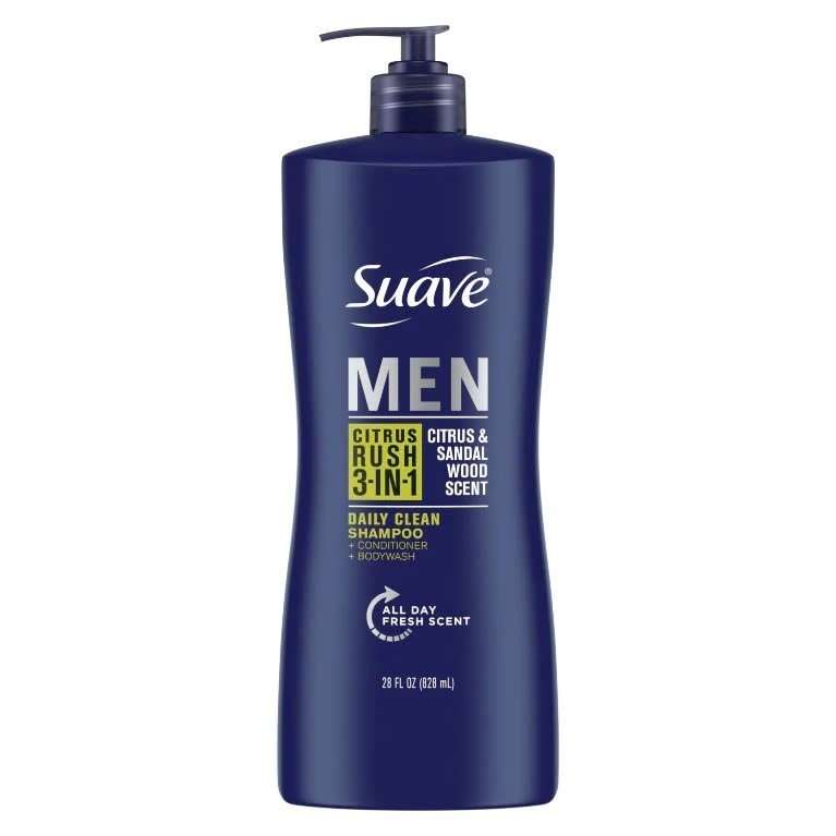 Suave Men Citrus Rush 828ml Dầu Gội Sữa Tắm Dầu Xả 3in1 Cho Nam - USA