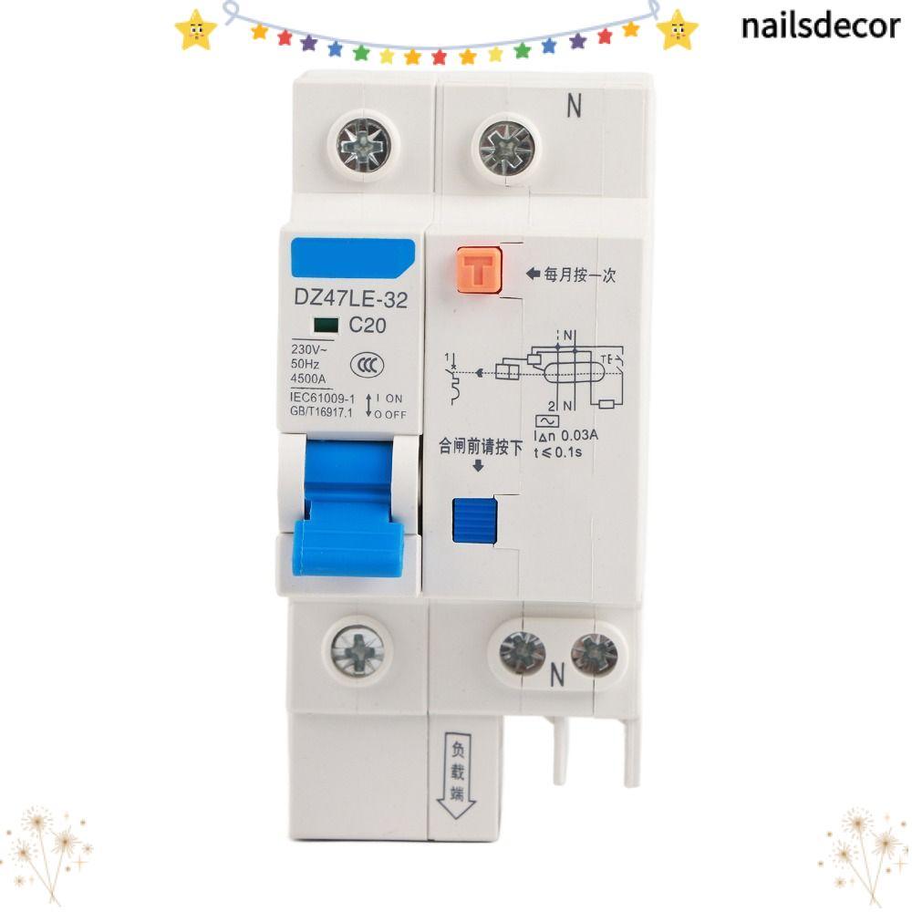 Bộ ngắt mạch bảo vệ NAILSDECOR, Bộ ngắt mạch 1P + N DZ47LE-32, RCCB 230V 16A / 20A / 32A DZ47LE-32 1
