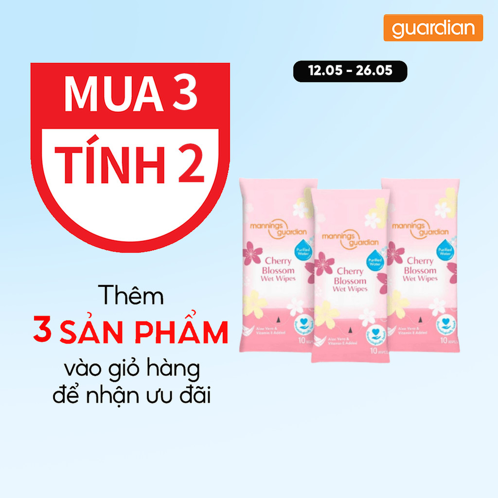 Bộ Khăn Ướt Các Loại Mannings Guardian 10 Tờ X 3 Gói | Guardian Việt Nam