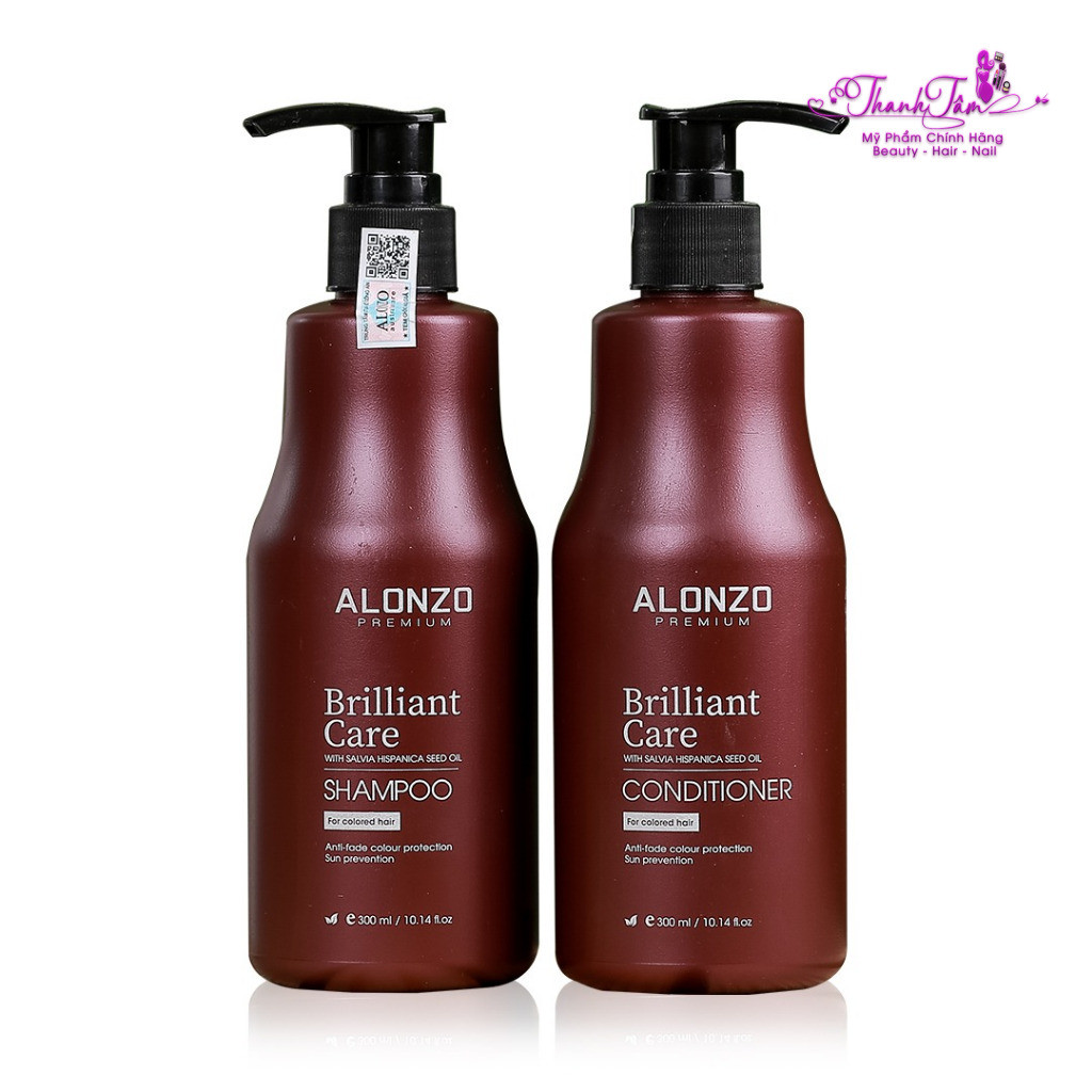 Dầu gội xả chăm sóc tóc nhuộm Alonzo Brilliant Care 300mlx2 ( New 2024 ) .TT