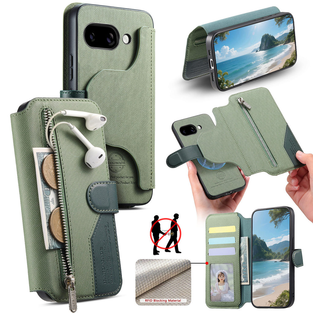 Ốp điện thoại chống rơi thẻ họa tiết TPU + vải 2 trong 1 cho Google Pixel 9a 6.3 inch GXQ96 GTF7P G3