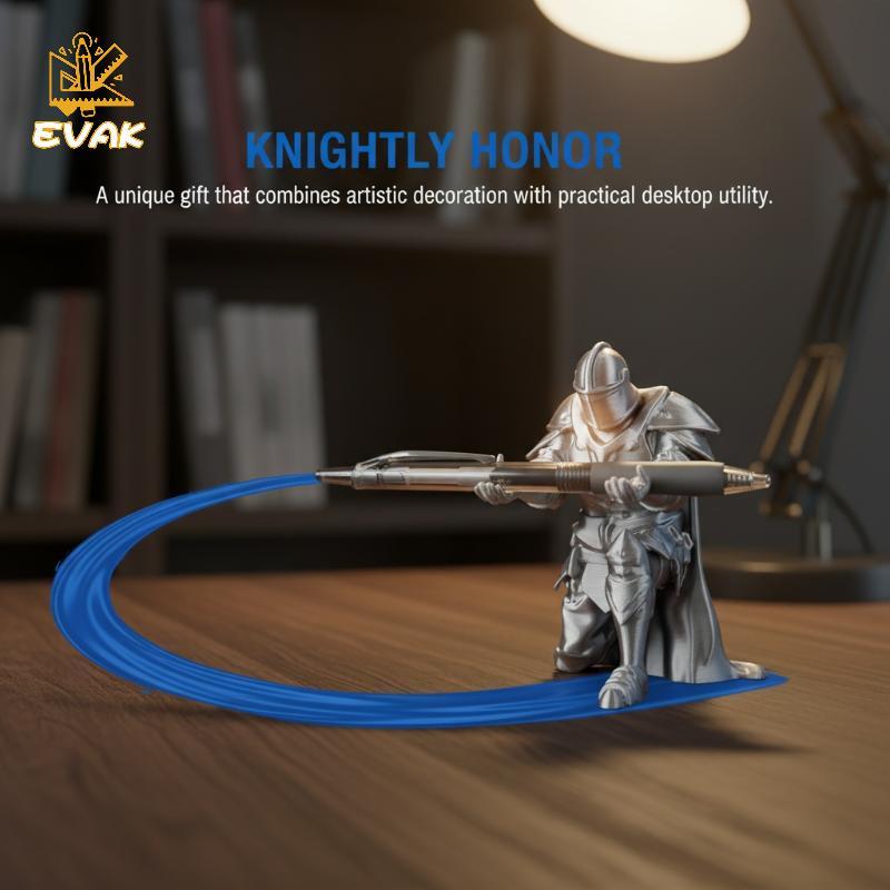 Alittlesetrtu Kneeling Knight Pen Holder: Ninja-Style Armor Desktop Stand Decor VN