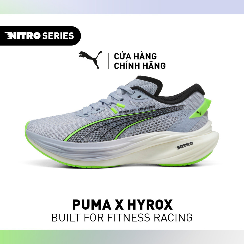 Giày Chạy Bộ PUMA Nữ Deviate NITRO 3 HYROX WNS Cool Weather Màu Xanh