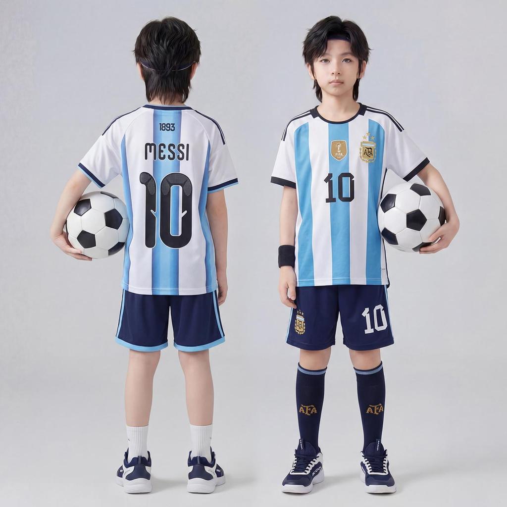 Bộ Quần Áo Bóng Đá Messi Argentina Số 10 Cho Bé Trai – Đồ Đá Banh Trẻ Em Cao Cấp Size 110-170