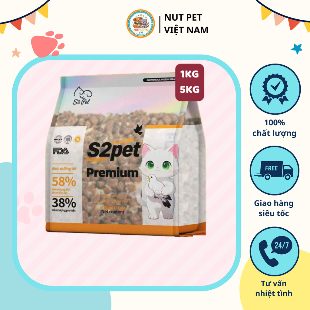Hạt S2pets Premium Siêu Ruốc Cho Mèo Kén Ăn - Hạt Trộn Chà Bông Thơm Ngon, Đầy Đủ Dinh Dưỡng