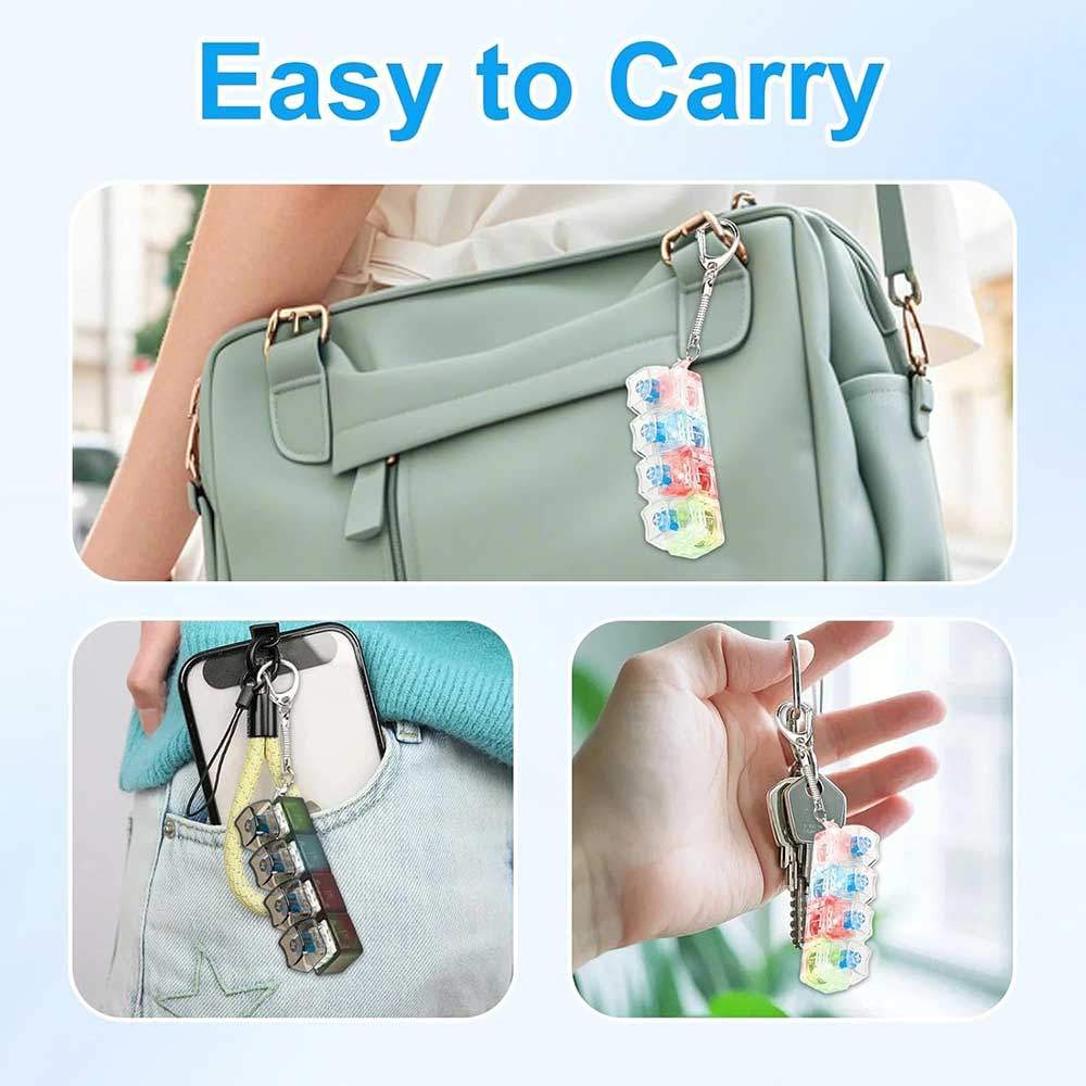 Keyboard Fidget Toy with LED Light Keyboard Fidget Keychain 4-in-1 Keyboard Decompression Button Toy