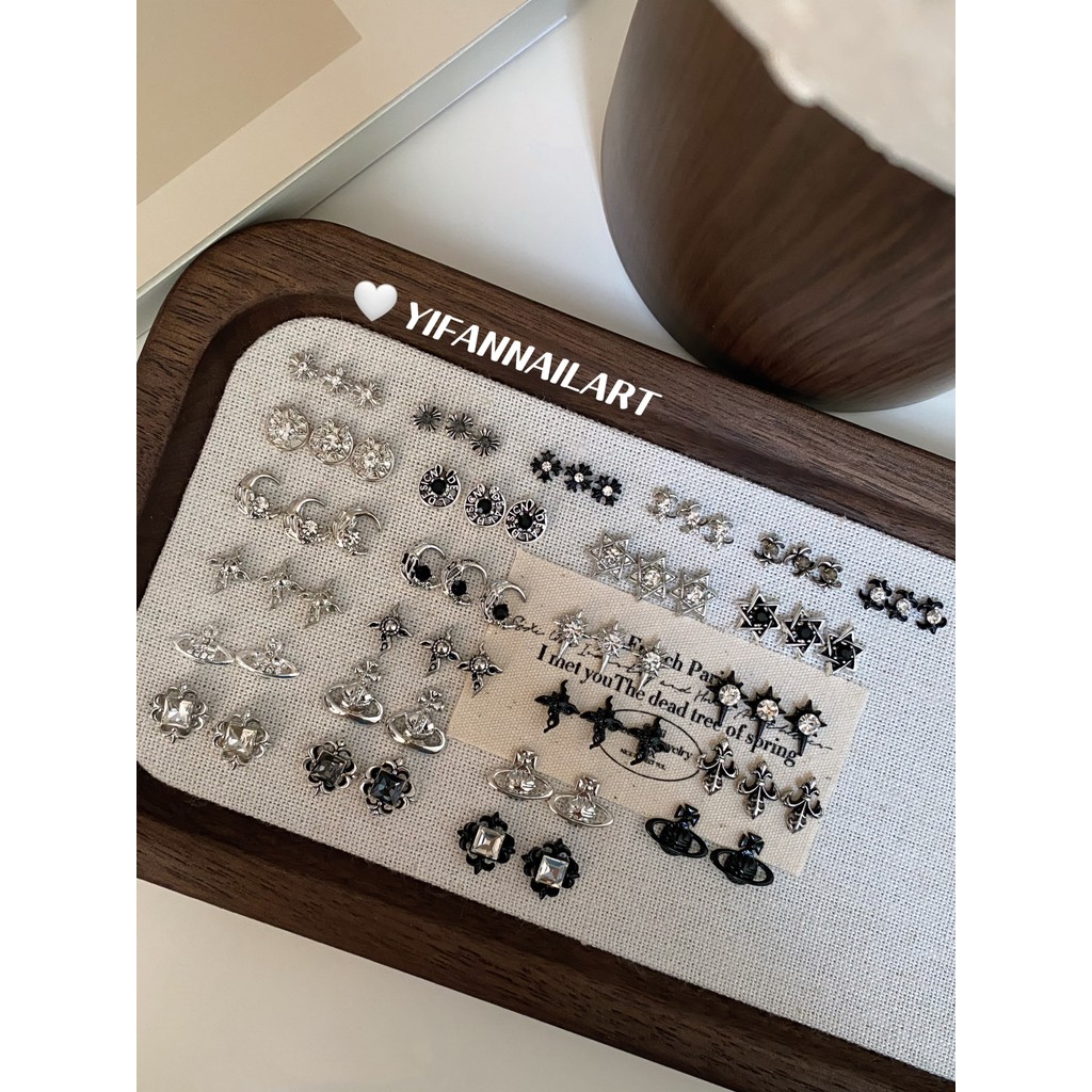 YIFANNAIL [Darkness.Punk] Limited Black Diamond Cross Star Hot Girl Queen West Phụ kiện làm móng tay