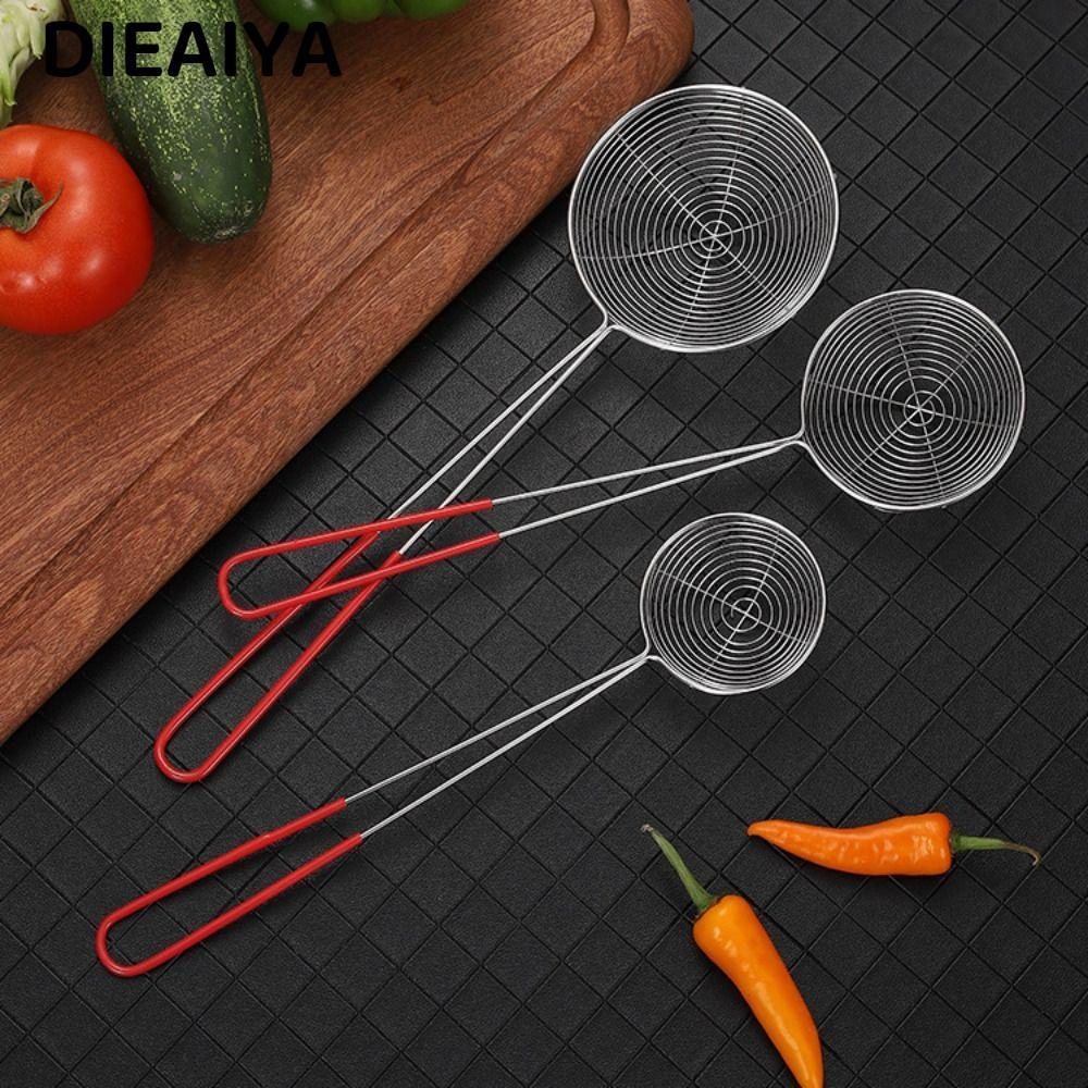 Thìa Trà Sữa DIAIYA, Bộ Lọc Boba Tay Cầm Đỏ Rây Lọc, Cửa Hàng Trà Sữa Thiết Yếu Thép Không Gỉ Rây Râ