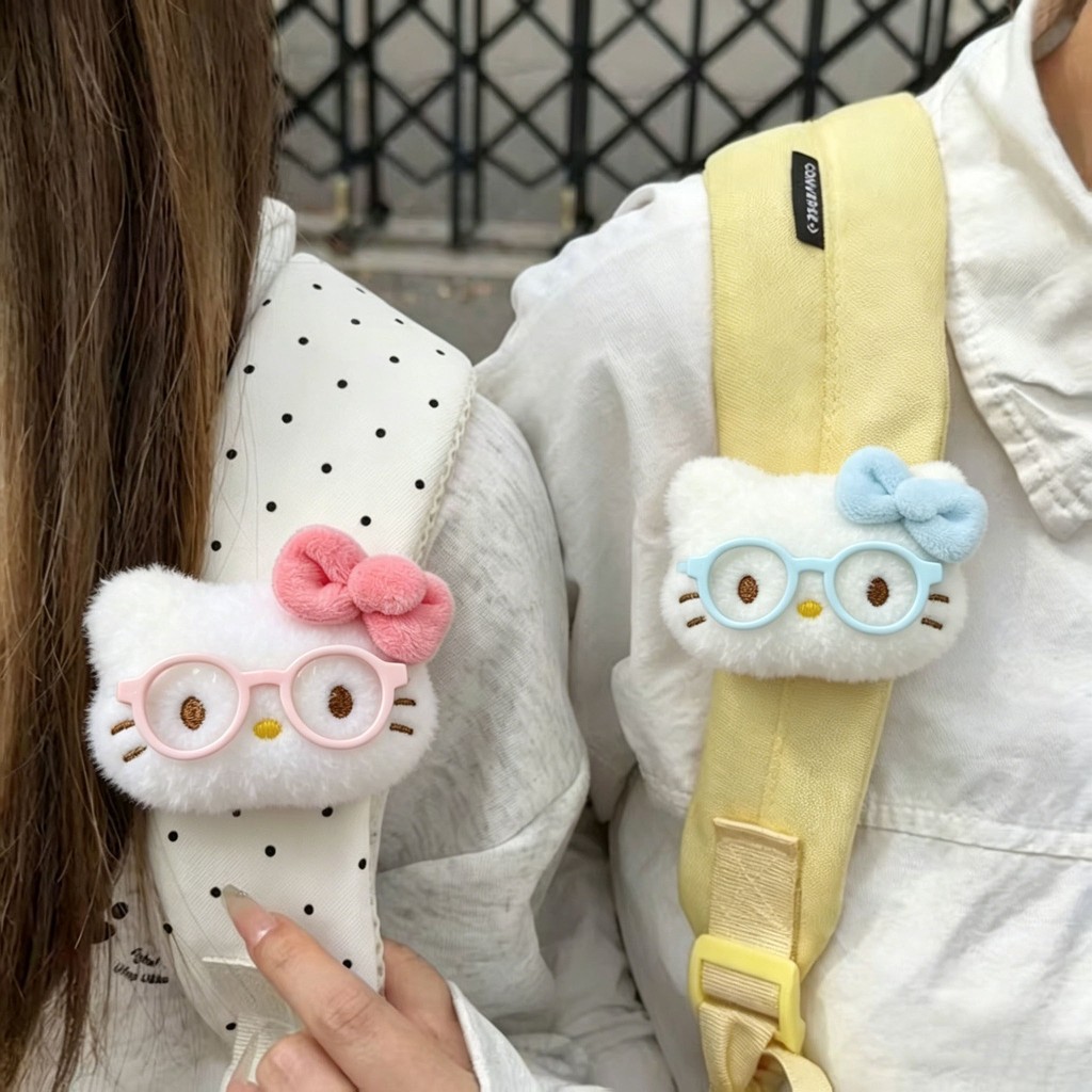 Glasses kt Cute cartoon plush toy pendant for cat backpack straps, magic tape accessory for couples 