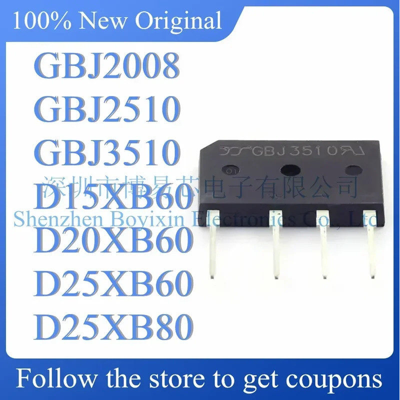 5 Chiếc GBJ2008 GBJ2510 GBJ3510 D15XB60 D20XB60 D25XB60 D25XB80 Chỉnh Lưu Cầu