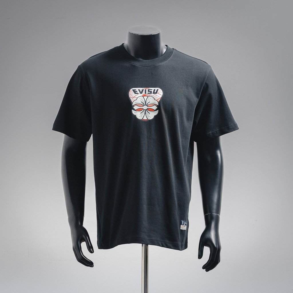 EVISU / Áo thun nam cổ tròn ngắn tay 2026, thiết kế ôm dáng, phối màu tương phản, phong cách phương 