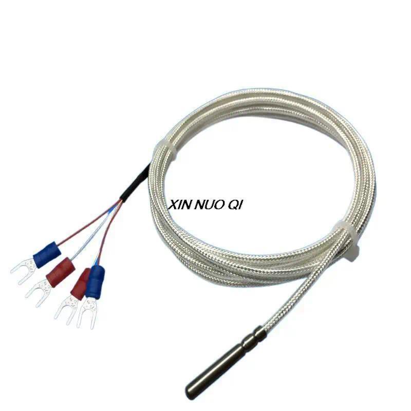 Đôi đội PT100 bạch kim chịu nhiệt nhiệt nhiệt độ cao đầu dò cáp PT1000 bốn dây cảm biến nhiệt độ cáp