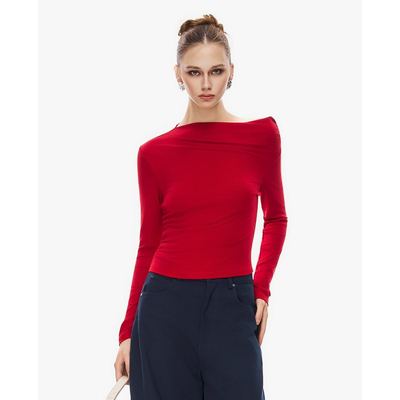 GIGI - Áo kiểu nữ cổ lệch tay dài phom ôm_G1205T242274-52