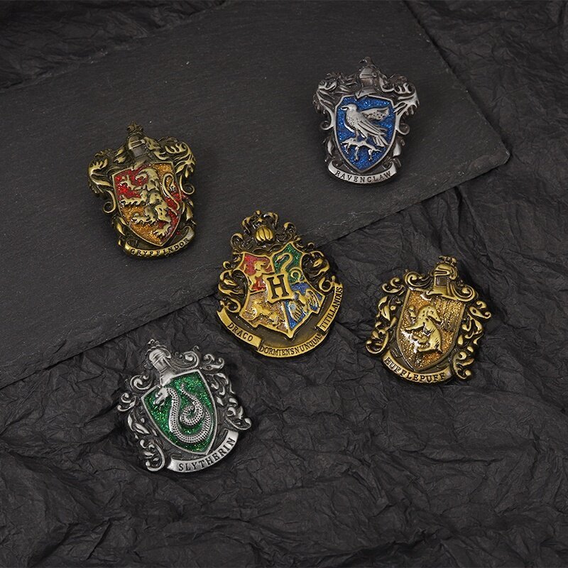Harry Potter Snake Shield Enamel Lapel Pins Raven Shield Badge Brooches Jewelry for Backpack Girls W
