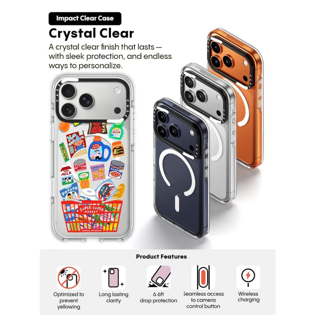 CASECASE X What I Bought Case Impact Clear Magnetic Hút Case cho iPhone 17 / 16 / 15 / 14 / 13 Pro M