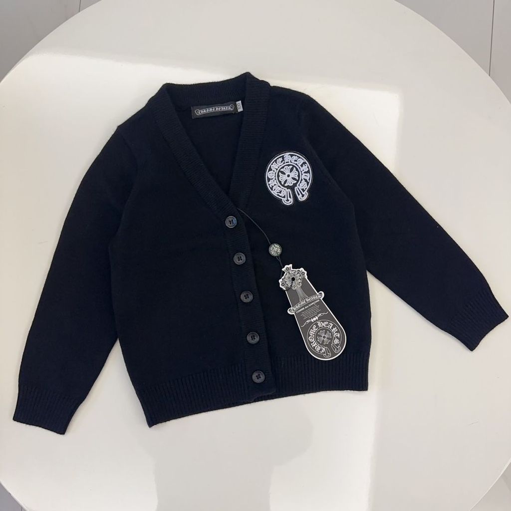 CHROME HEARTS2589 Bé Trai Bé Gái Dệt Kim Trẻ Em Áo Khoác Áo Len Cardigan