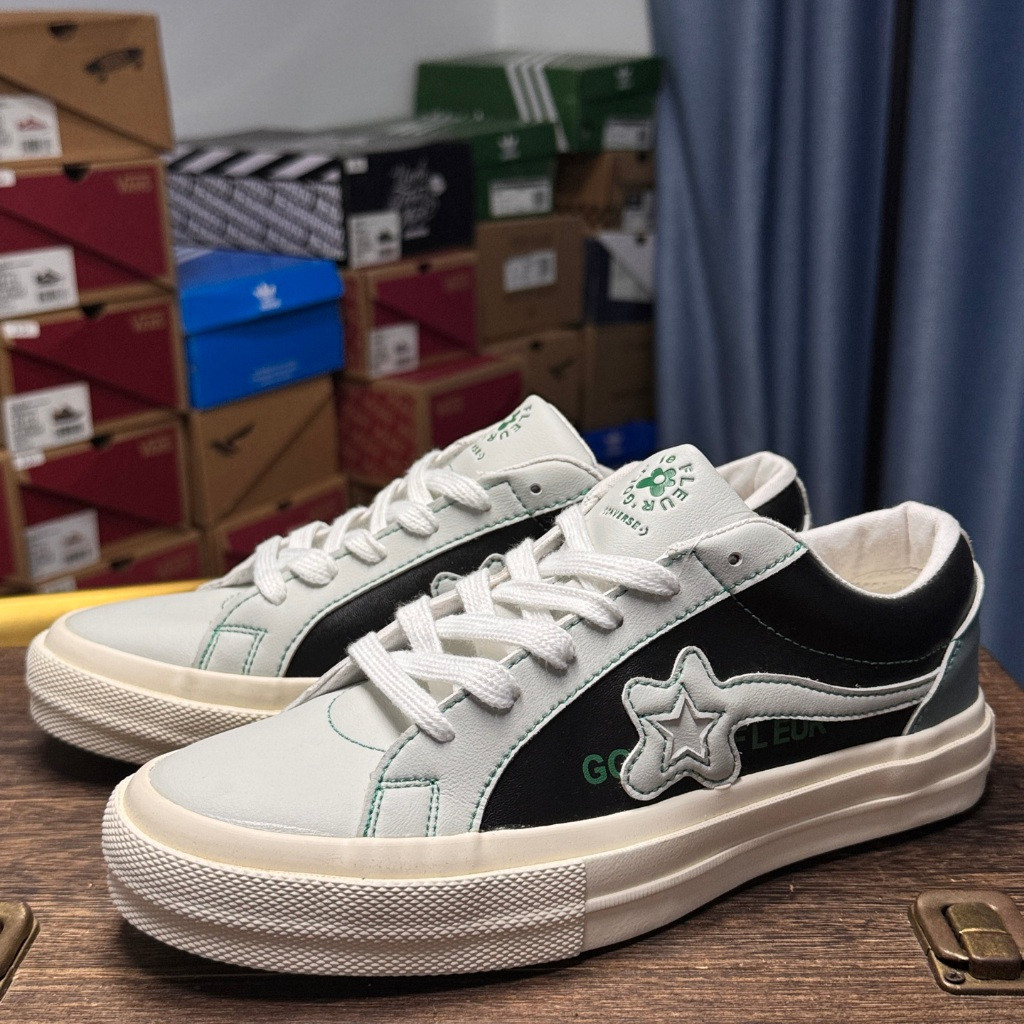 Converse one star X Golf le Fleur Xanh Đen Hoa Nhỏ Da Hoa Nhỏ TTC Joint Giày Thể Thao Thông Thường