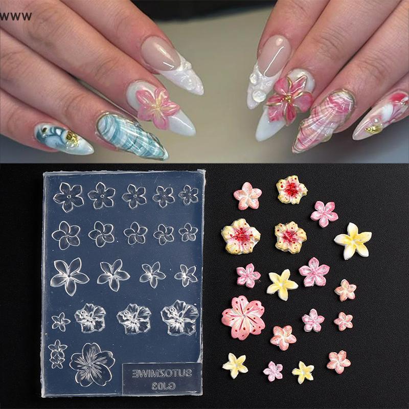 OOO handmade Frangipani Silicone Nail Mold-Hoa trong suốt Thiết kế uuu