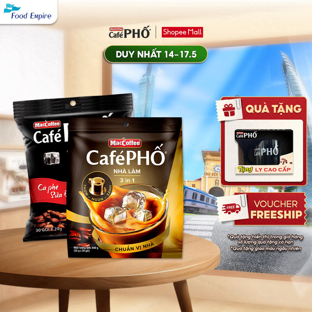 Combo 2 Túi Cà phê MacCoffee Phố Sữa Đá & Phố Nhà Làm (2 bịch x 30 gói - 2027)