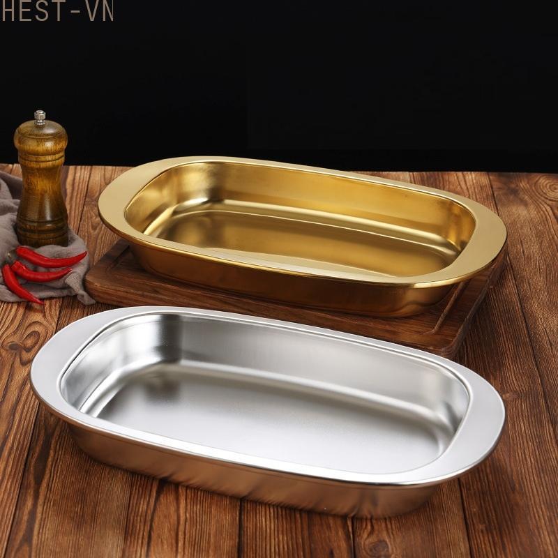 Stainless Steel Grilled Fish Tray 39x23cm Square Plate household  Baking Tray