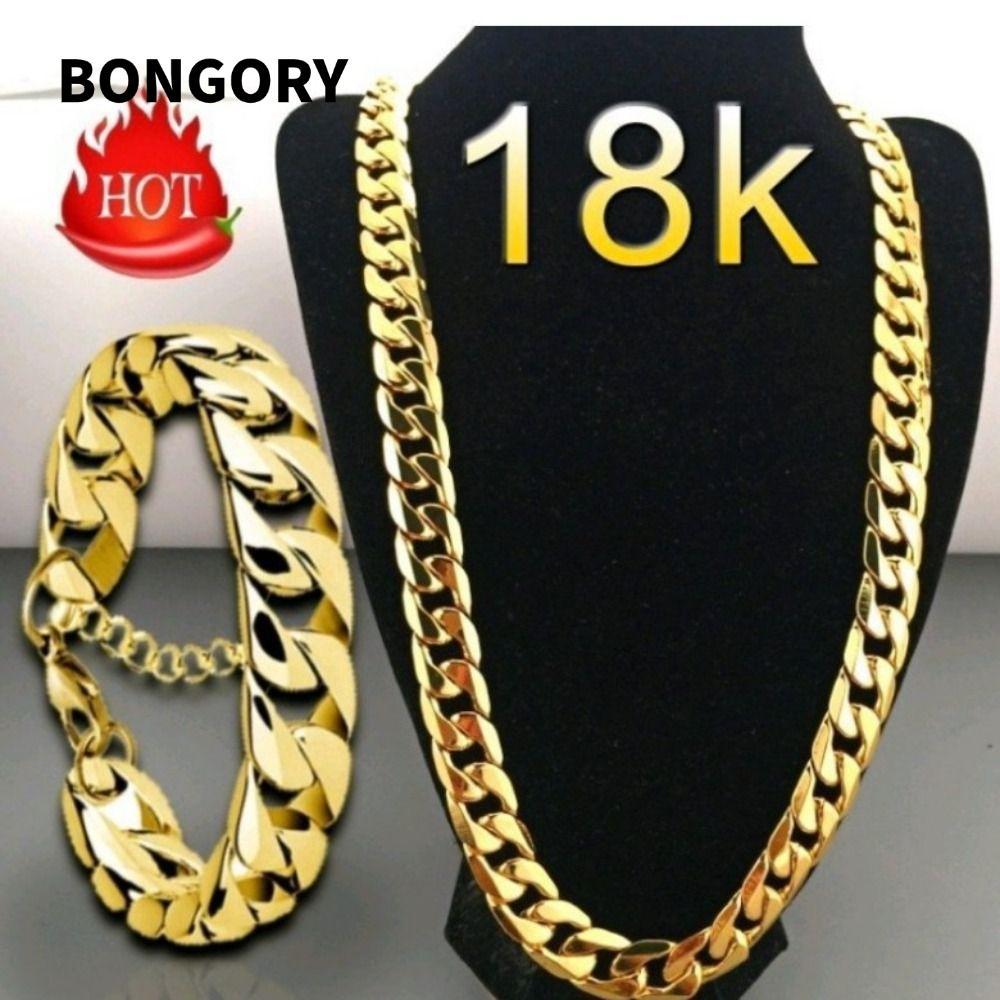 Vòng cổ mạ vàng BONGORY, Vòng cổ vàng nhiều kích cỡ mạ vàng 18K, Vòng tay mạ vàng vàng 18K thời tran