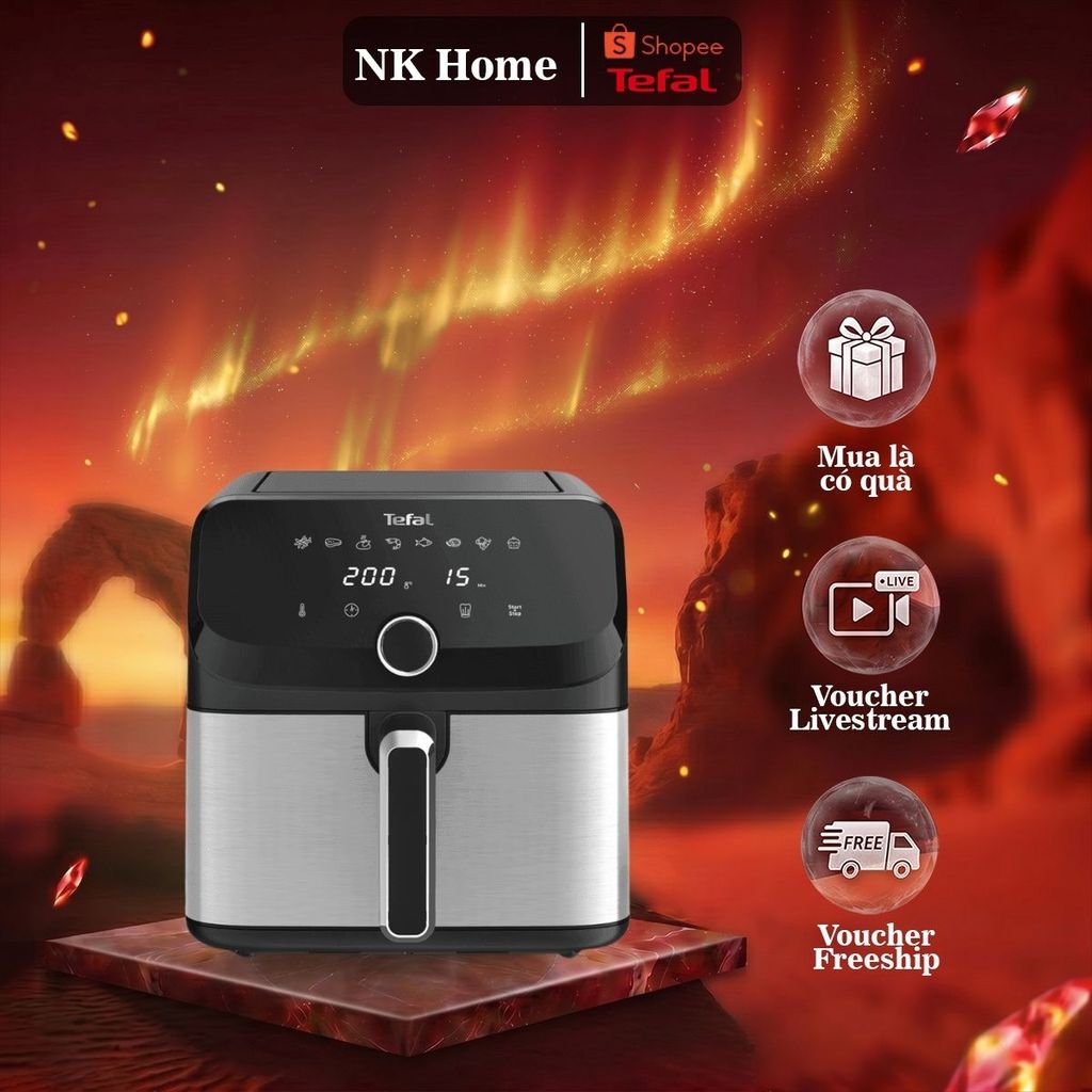 Nồi chiên không dầu điện tử Tefal EY855D68 EasyFry Mega 7.5L - Bảo hành 24 tháng
