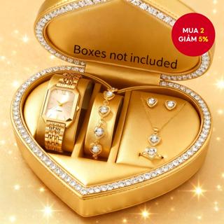 6 Chiếc Đồng Hồ Thạch Anh Mặt Hình Chữ Nhật Thanh Lịch Với Mặt Dây Chuyền Trái Tim Bộ Trang Sức Dành Cho Nữ Không Có Hộp