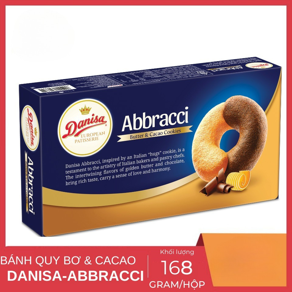 (MỚI) Bánh Quy Bơ & Cacao Danisa Abbracci Hộp 168g