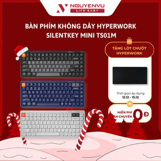   FULL VAT  Bàn phím không dây HyperWork SilentKey Mini TS01M   Bluetooth 2.4GHHz Dây Type C  - Hàng Chính Hãng 