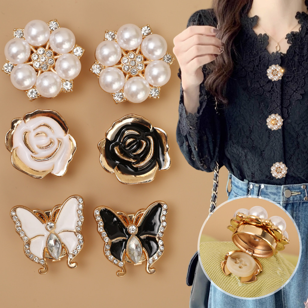 Nút Áo Sơ Mi Thời Trang DIY - Personalize Quần Áo của Bạn với Phụ Kiện Bling Bling (Có sẵn 1/2/4 cái