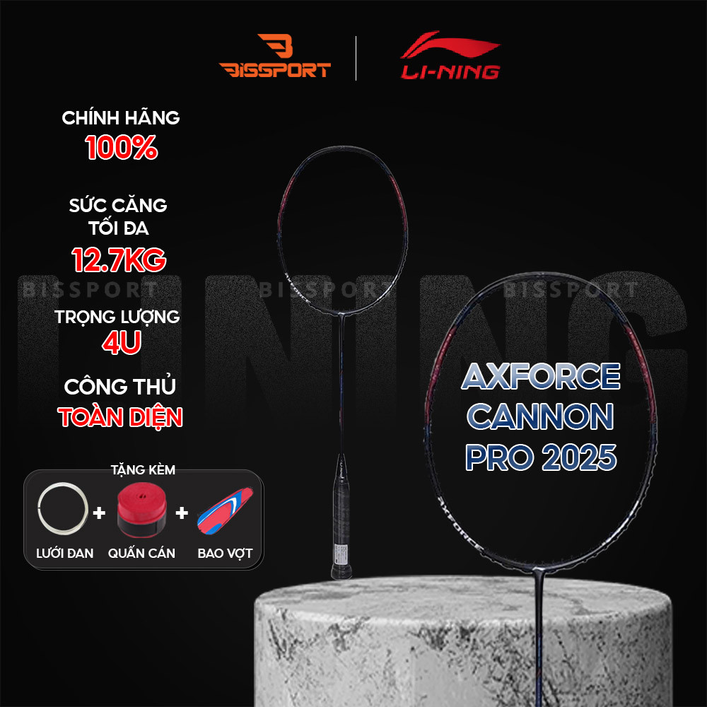 Vợt Cầu Lông Lining Axforce Canon Pro 2025 Chính Hãng - Màu Đen - Thiên Công - Toàn Diện - Nhẹ - Lin