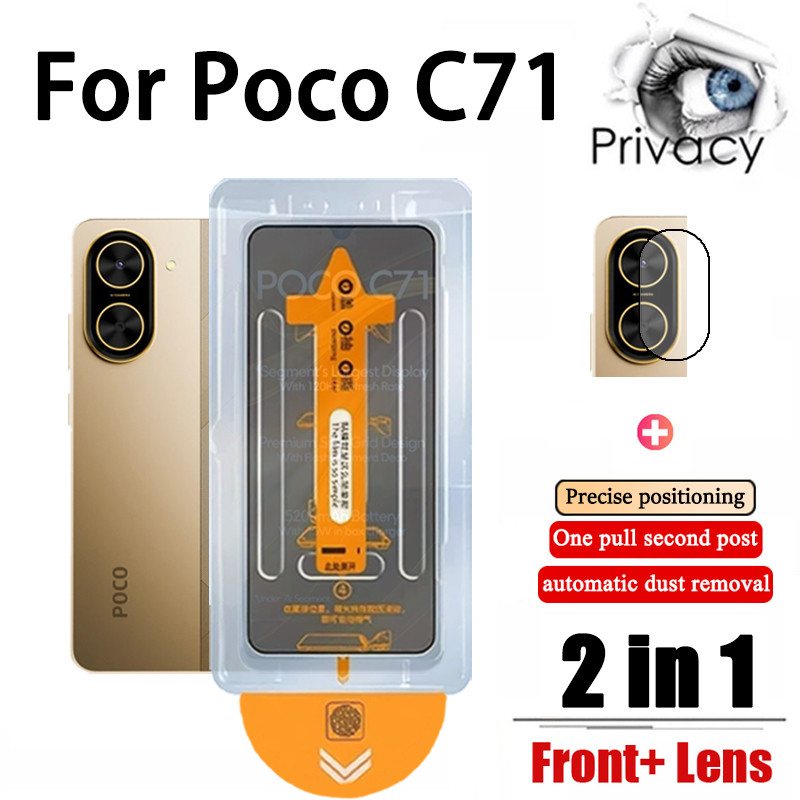 Phim bảo vệ màn hình kính cường lực chống gián điệp 2 trong 1 Poco C71 cho Poco C85 C71 C65 X6 M6 F7