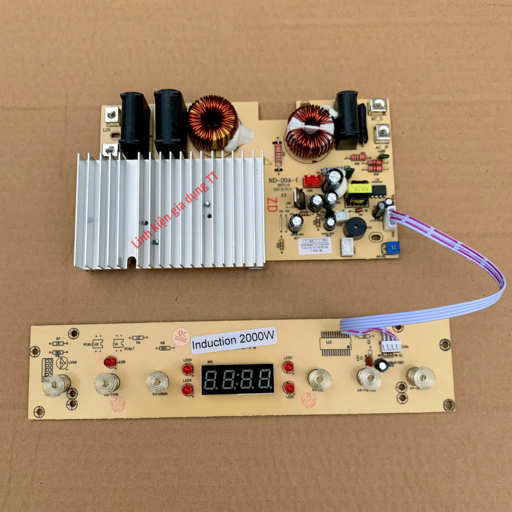 Bộ mạch bếp từ đôi chính hãng - Mạch nguồn ND-20A-1 - Mạch điều khiển 6 phím cảm ứng
