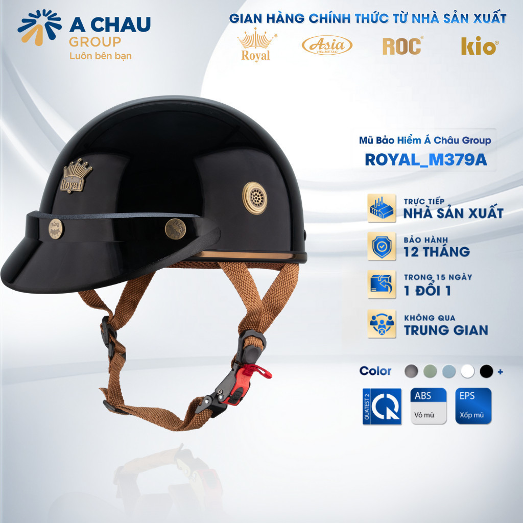 [Nhà Sản Xuất] Mũ Bảo Hiểm 1/2 Nửa Đầu Royal M379A Lưỡi Trai, An Toàn, M379 Bảo Hành Chính Hãng