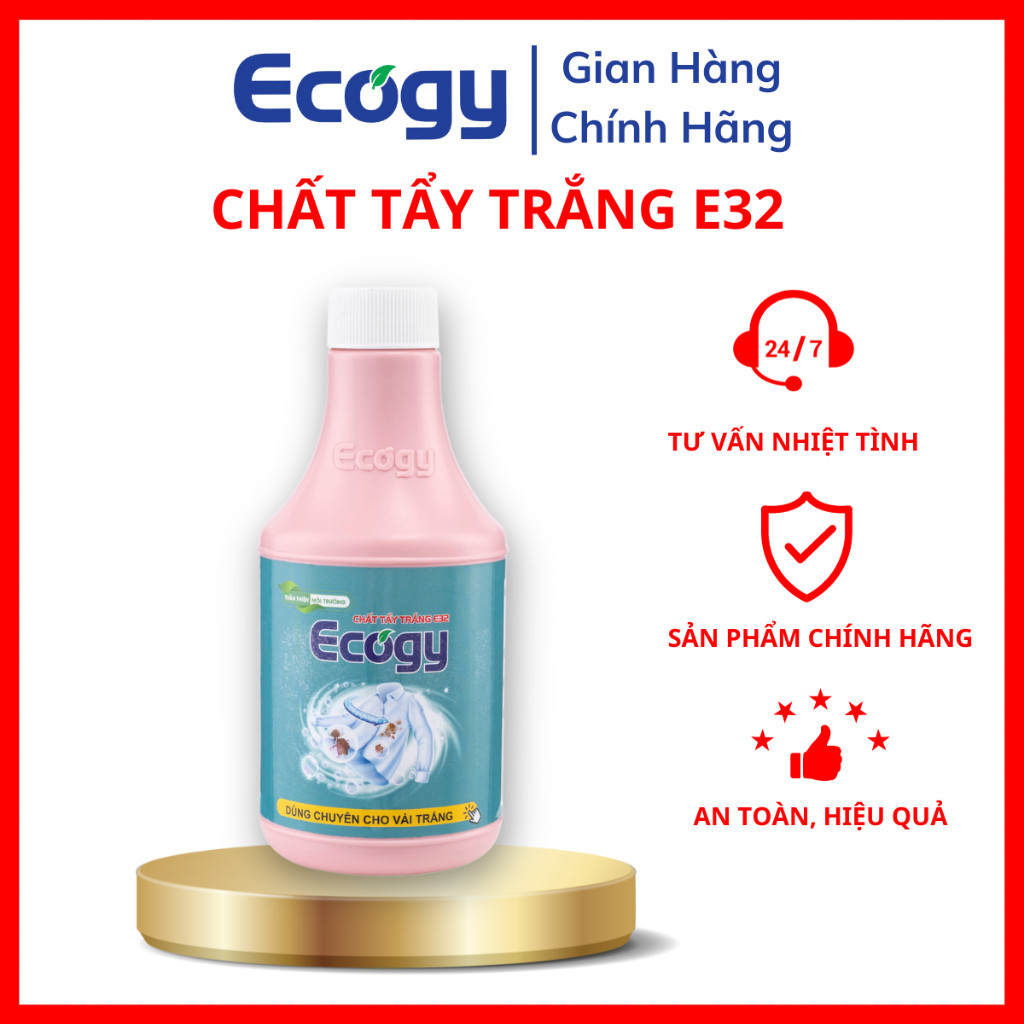 𝗧𝗮̂̉𝘆 𝘁𝗿𝗮̆́𝗻𝗴 quần áo Ecogy làm trắng sáng quần áo, làm sạch vết ố vàng,két mồ hôi, vết đồ ăn, mủ tr
