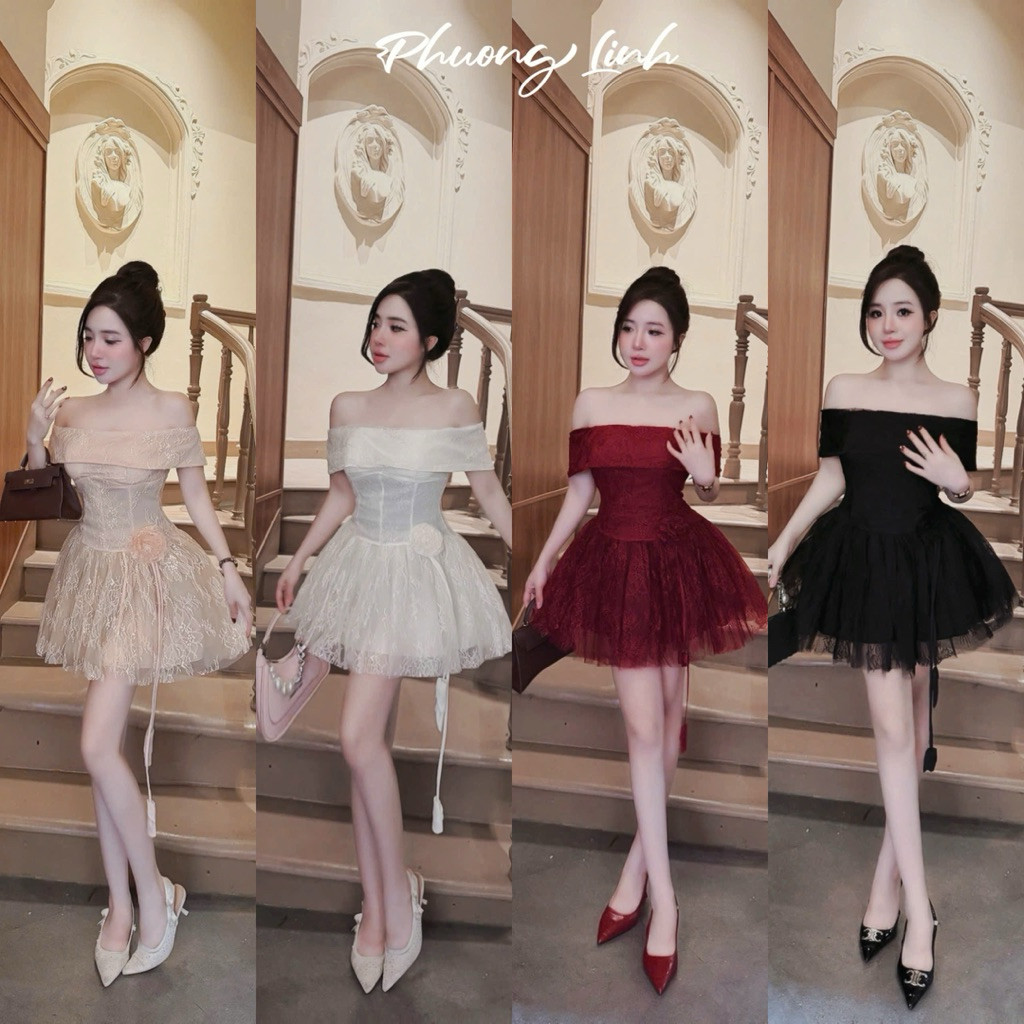 ĐẦM REN TRỄ VAI HOA EO XOÈ BYJOLIE